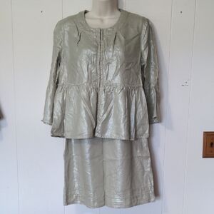 Elegant Metallic Women's Skirt Set